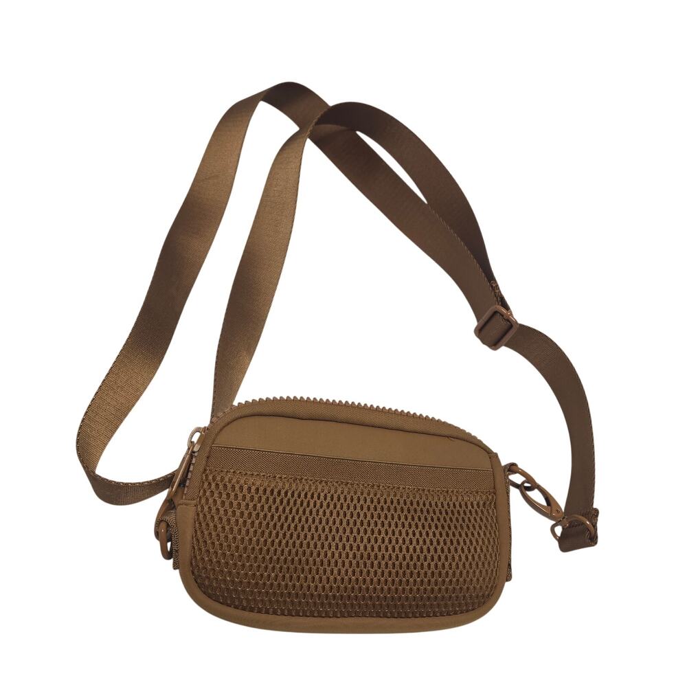 Quince Brown Recycled Nylon Mesh Crossbody Bag Adjustable Strap